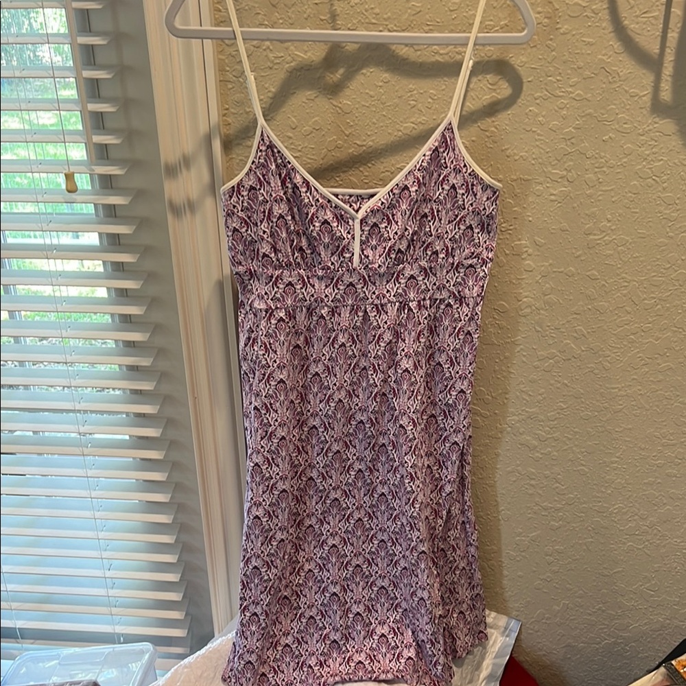 LOFT Purple and White Midi Dress